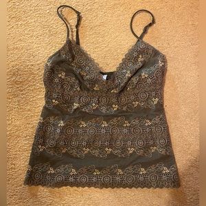 Olive green lace camisole